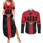 Personalised Essendon Football ANZAC Day Couples Matching Summer Maxi Dress and Long Sleeve Button Shirt Bombers Poppy Lest We Forget