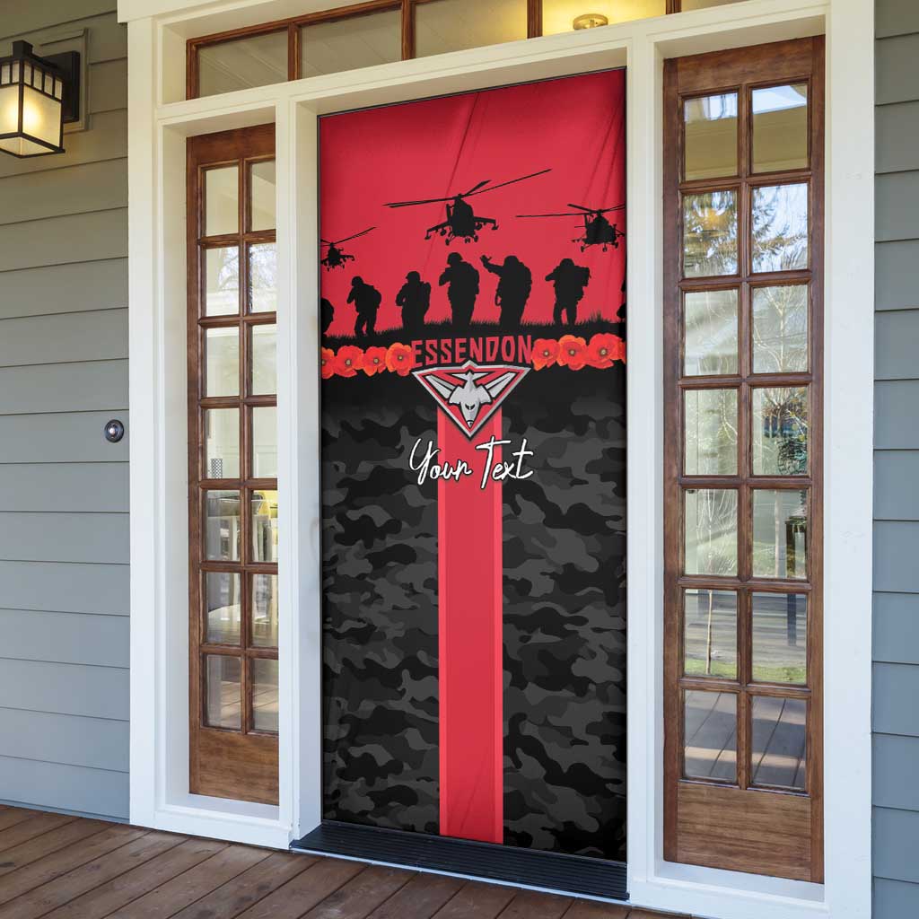 Personalised Essendon Football ANZAC Day Door Cover Bombers Poppy Lest We Forget