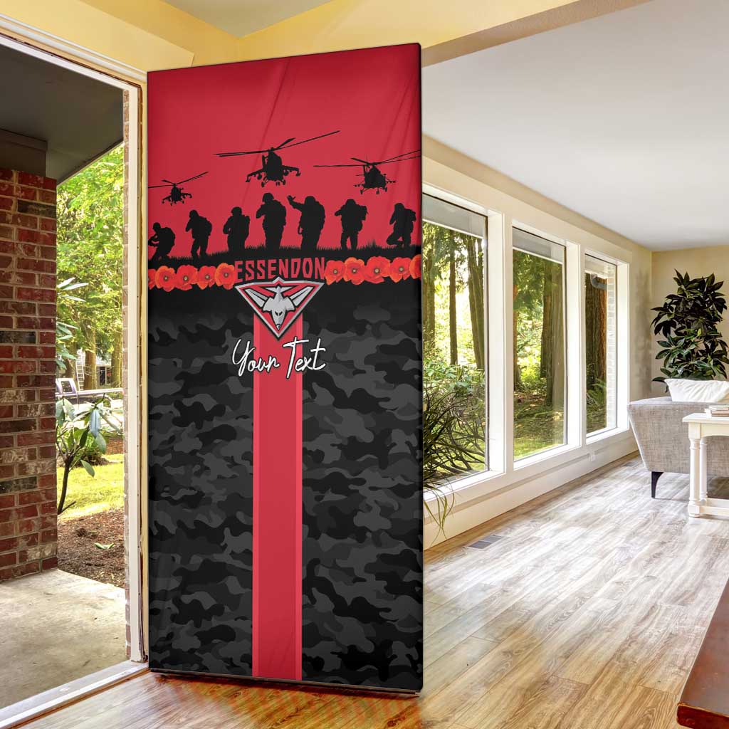 Personalised Essendon Football ANZAC Day Door Cover Bombers Poppy Lest We Forget