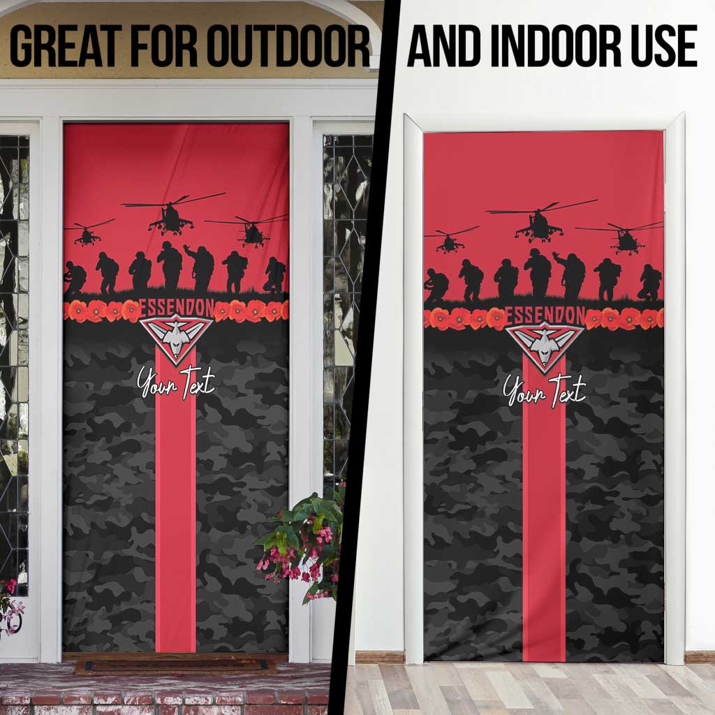 Personalised Essendon Football ANZAC Day Door Cover Bombers Poppy Lest We Forget
