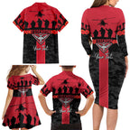 Personalised Essendon Football ANZAC Day Family Matching Long Sleeve Bodycon Dress and Hawaiian Shirt Bombers Poppy Lest We Forget