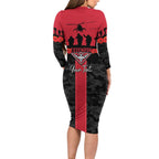 Personalised Essendon Football ANZAC Day Family Matching Long Sleeve Bodycon Dress and Hawaiian Shirt Bombers Poppy Lest We Forget