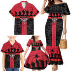 Personalised Essendon Football ANZAC Day Family Matching Mermaid Dress and Hawaiian Shirt Bombers Poppy Lest We Forget