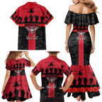 Personalised Essendon Football ANZAC Day Family Matching Mermaid Dress and Hawaiian Shirt Bombers Poppy Lest We Forget