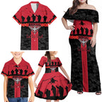 Personalised Essendon Football ANZAC Day Family Matching Off Shoulder Maxi Dress and Hawaiian Shirt Bombers Poppy Lest We Forget