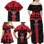 Personalised Essendon Football ANZAC Day Family Matching Off Shoulder Maxi Dress and Hawaiian Shirt Bombers Poppy Lest We Forget