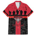 Personalised Essendon Football ANZAC Day Family Matching Off Shoulder Maxi Dress and Hawaiian Shirt Bombers Poppy Lest We Forget
