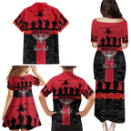 Personalised Essendon Football ANZAC Day Family Matching Puletasi and Hawaiian Shirt Bombers Poppy Lest We Forget