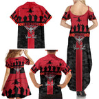 Personalised Essendon Football ANZAC Day Family Matching Summer Maxi Dress and Hawaiian Shirt Bombers Poppy Lest We Forget