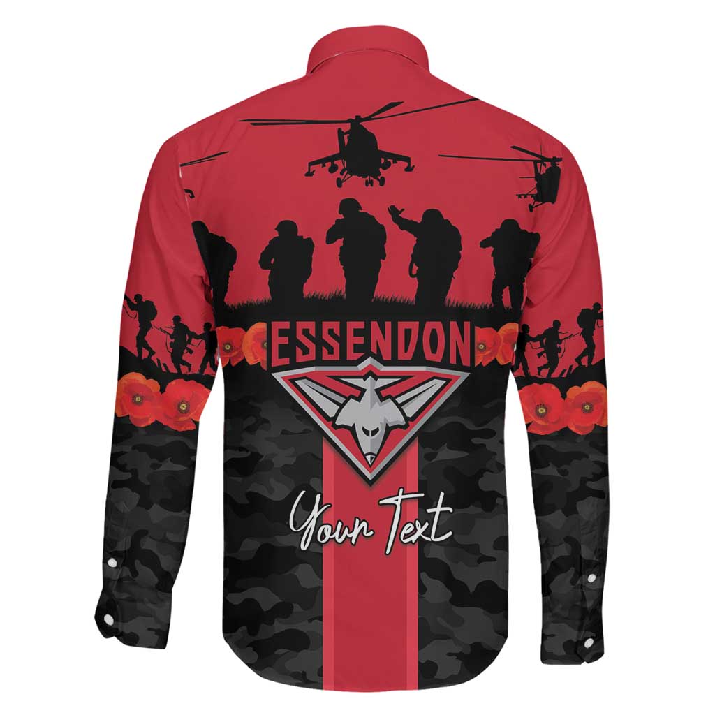 Personalised Essendon Football ANZAC Day Family Matching Summer Maxi Dress and Hawaiian Shirt Bombers Poppy Lest We Forget