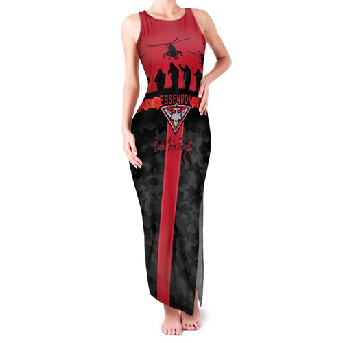 Personalised Essendon Football ANZAC Day Family Matching Tank Maxi Dress and Hawaiian Shirt Bombers Poppy Lest We Forget