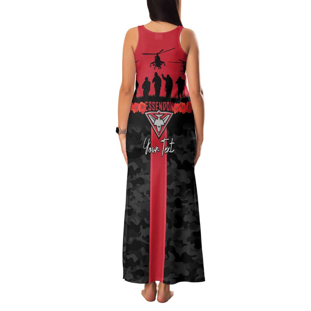 Personalised Essendon Football ANZAC Day Family Matching Tank Maxi Dress and Hawaiian Shirt Bombers Poppy Lest We Forget
