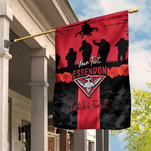 Personalised Essendon Football ANZAC Day Garden Flag Bombers Poppy Lest We Forget