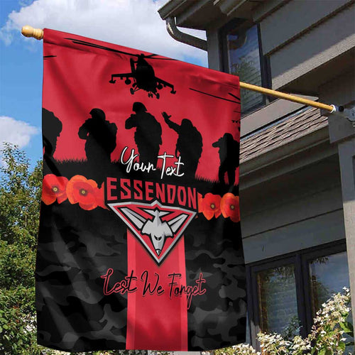 Personalised Essendon Football ANZAC Day Garden Flag Bombers Poppy Lest We Forget