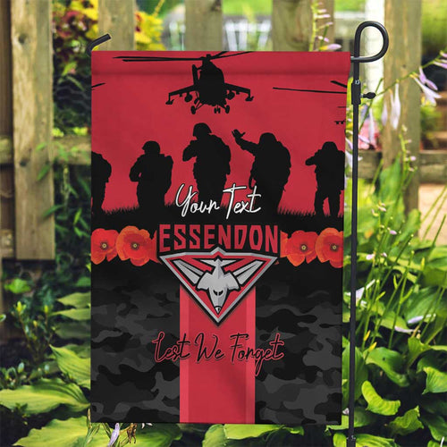 Personalised Essendon Football ANZAC Day Garden Flag Bombers Poppy Lest We Forget