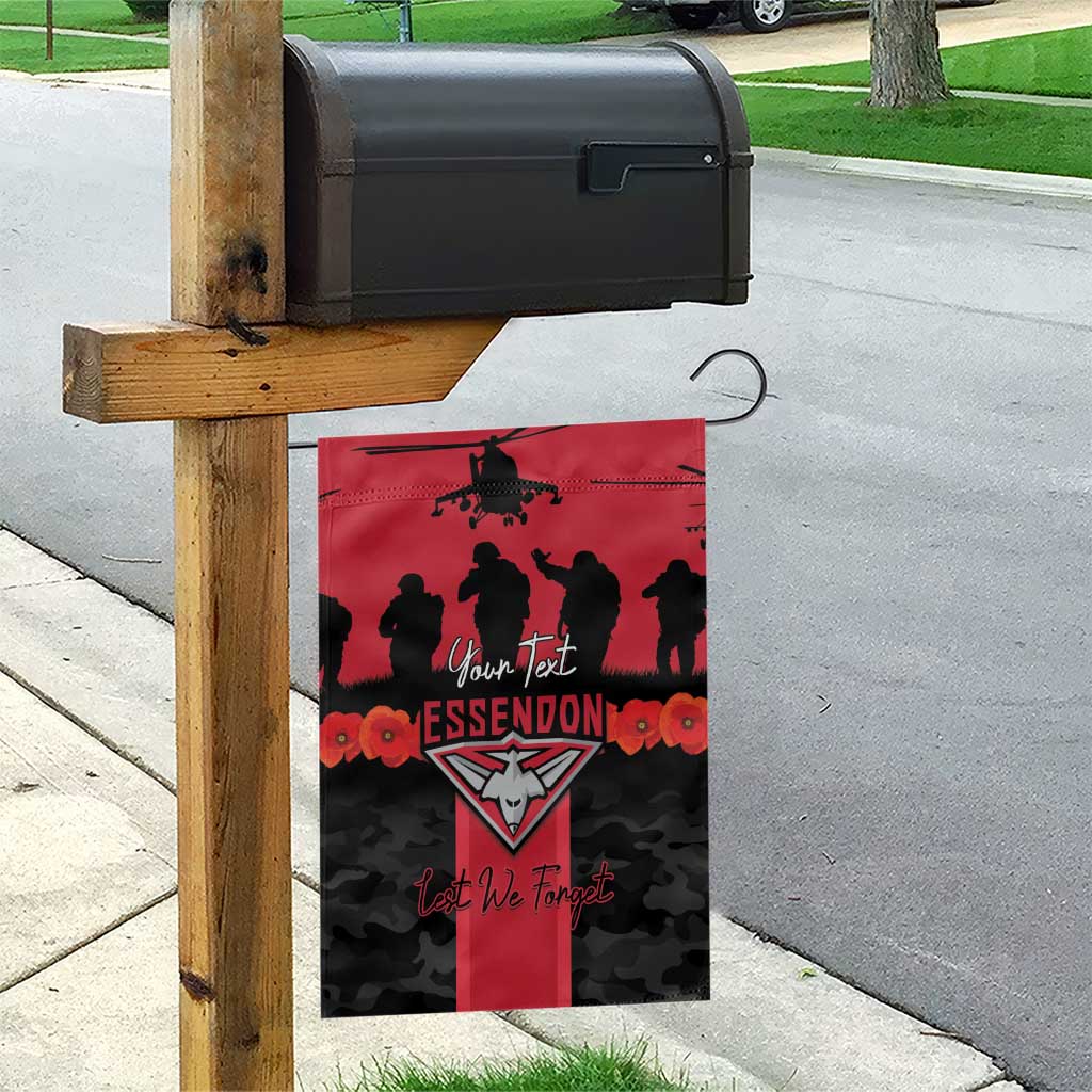 Personalised Essendon Football ANZAC Day Garden Flag Bombers Poppy Lest We Forget