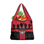 Personalised Essendon Football ANZAC Day Grocery Bag Bombers Poppy Lest We Forget