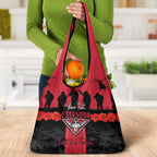 Personalised Essendon Football ANZAC Day Grocery Bag Bombers Poppy Lest We Forget
