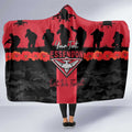 Personalised Essendon Football ANZAC Day Hooded Blanket Bombers Poppy Lest We Forget