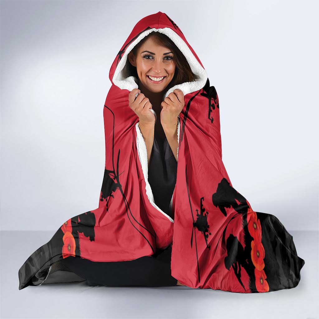 Personalised Essendon Football ANZAC Day Hooded Blanket Bombers Poppy Lest We Forget