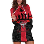 Personalised Essendon Football ANZAC Day Hoodie Dress Bombers Poppy Lest We Forget