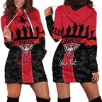 Personalised Essendon Football ANZAC Day Hoodie Dress Bombers Poppy Lest We Forget