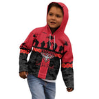 Personalised Essendon Football ANZAC Day Kid Hoodie Bombers Poppy Lest We Forget