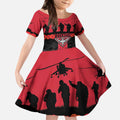 Personalised Essendon Football ANZAC Day Kid Short Sleeve Dress Bombers Poppy Lest We Forget