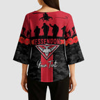 Personalised Essendon Football ANZAC Day Kimono Sleeve Blouse Bombers Poppy Lest We Forget