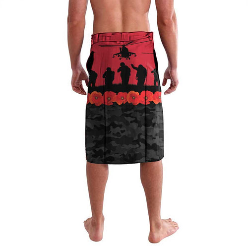 Personalised Essendon Football ANZAC Day Lavalava Bombers Poppy Lest We Forget
