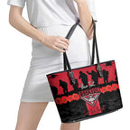 Personalised Essendon Football ANZAC Day Leather Tote Bag Bombers Poppy Lest We Forget