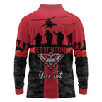 Personalised Essendon Football ANZAC Day Long Sleeve Polo Shirt Bombers Poppy Lest We Forget