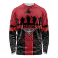 Personalised Essendon Football ANZAC Day Long Sleeve Shirt Bombers Poppy Lest We Forget