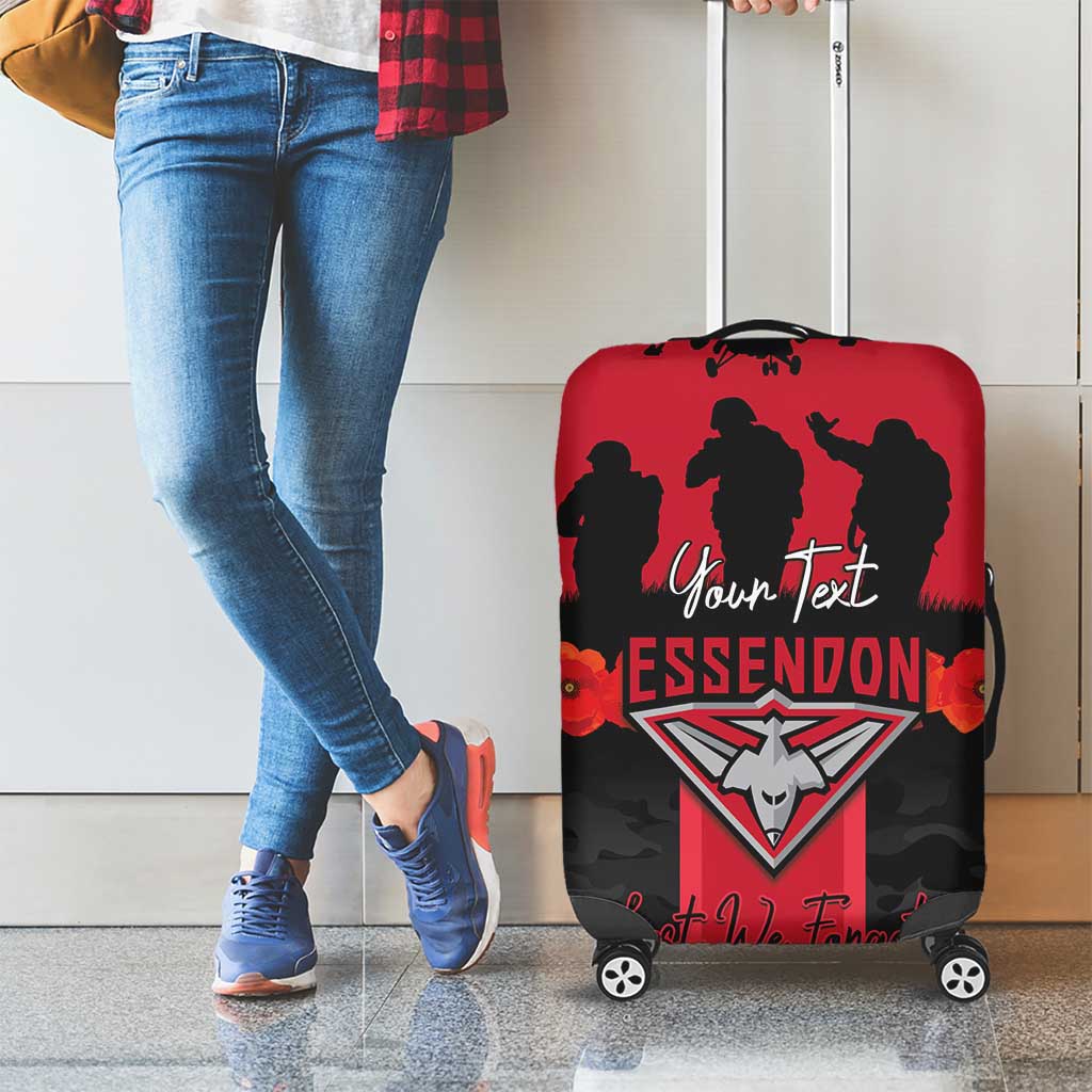 Personalised Essendon Football ANZAC Day Luggage Cover Bombers Poppy Lest We Forget