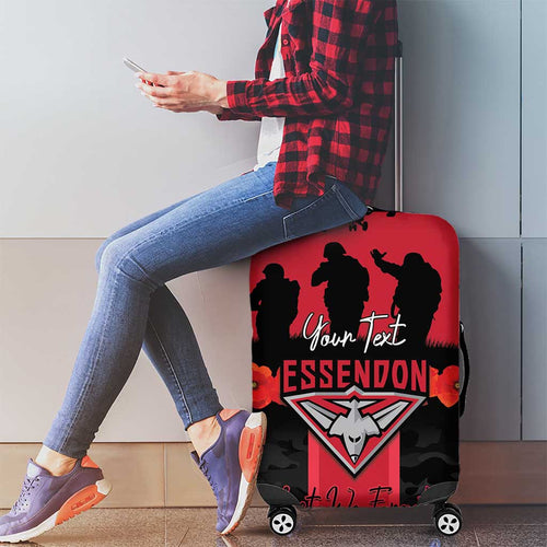 Personalised Essendon Football ANZAC Day Luggage Cover Bombers Poppy Lest We Forget