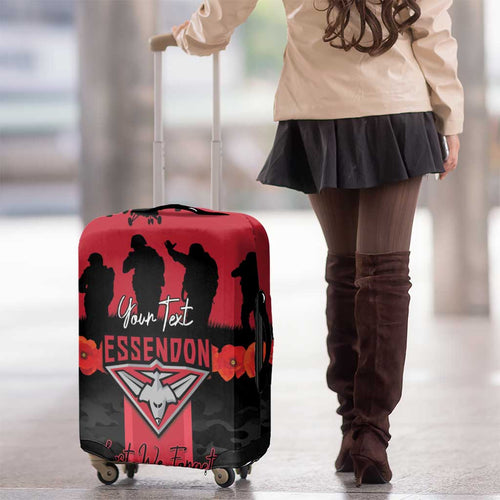 Personalised Essendon Football ANZAC Day Luggage Cover Bombers Poppy Lest We Forget