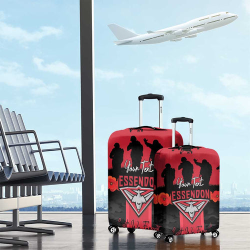 Personalised Essendon Football ANZAC Day Luggage Cover Bombers Poppy Lest We Forget