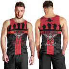 Personalised Essendon Football ANZAC Day Men Tank Top Bombers Poppy Lest We Forget