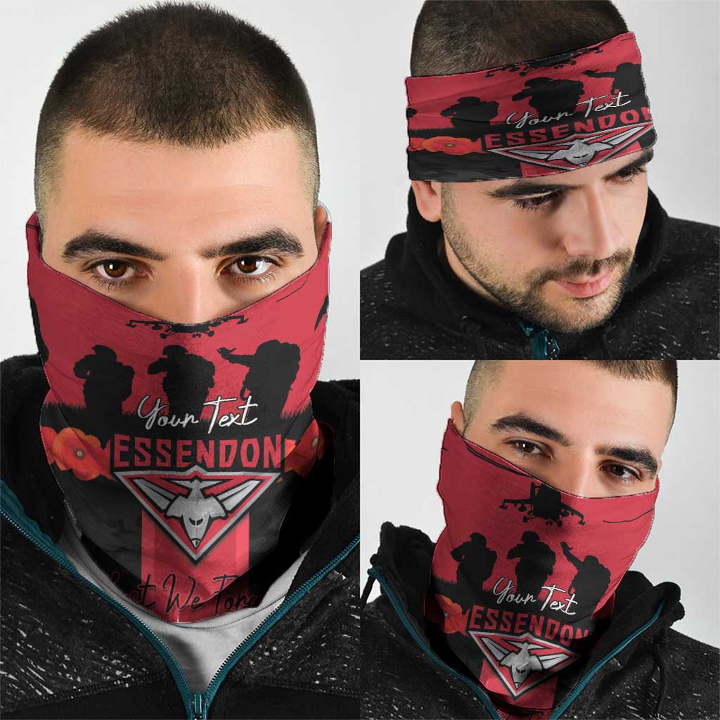 Personalised Essendon Football ANZAC Day Neck Gaiter Bombers Poppy Lest We Forget