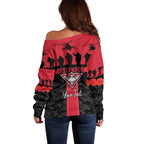 Personalised Essendon Football ANZAC Day Off Shoulder Sweater Bombers Poppy Lest We Forget