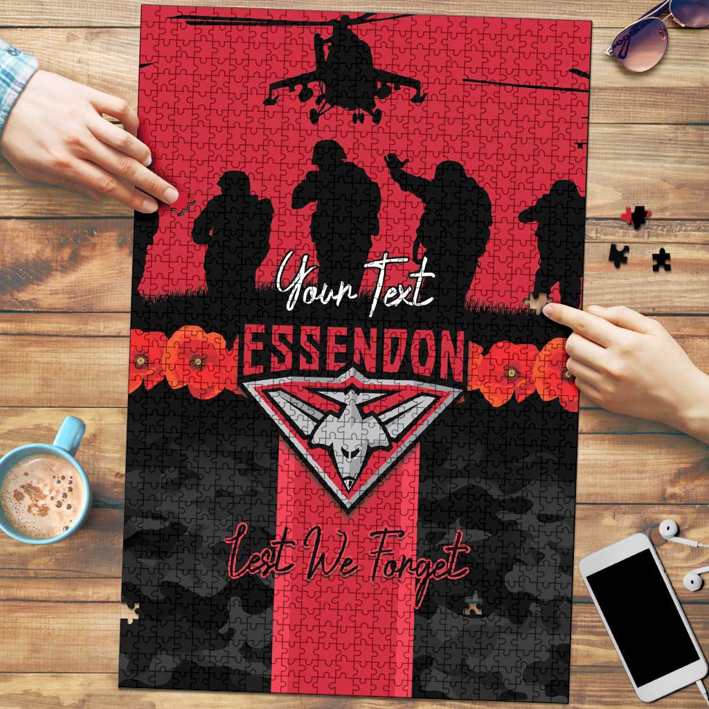 Personalised Essendon Football ANZAC Day Puzzle Bombers Poppy Lest We Forget