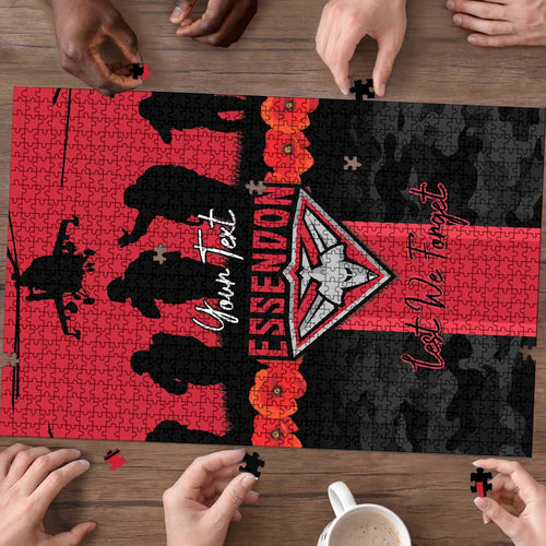 Personalised Essendon Football ANZAC Day Puzzle Bombers Poppy Lest We Forget