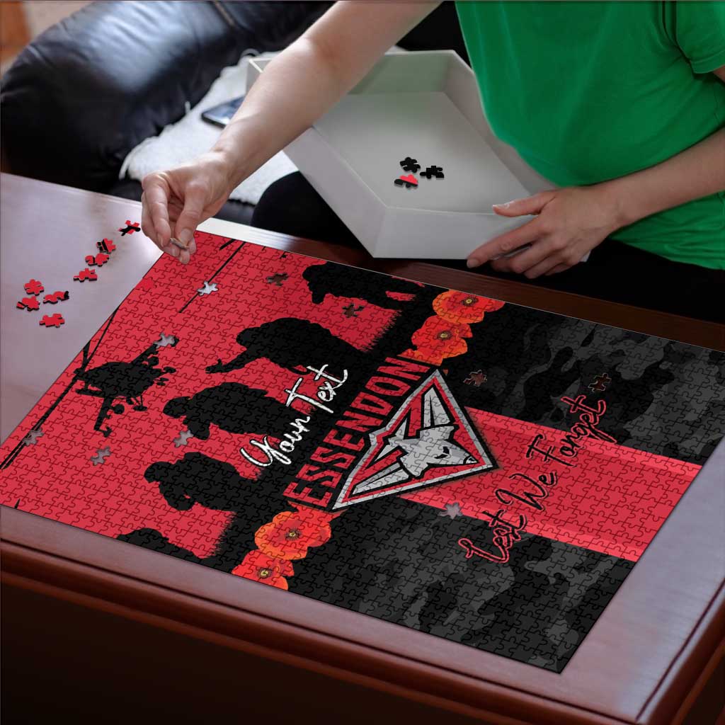 Personalised Essendon Football ANZAC Day Puzzle Bombers Poppy Lest We Forget