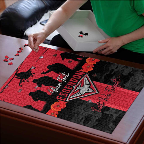 Personalised Essendon Football ANZAC Day Puzzle Bombers Poppy Lest We Forget