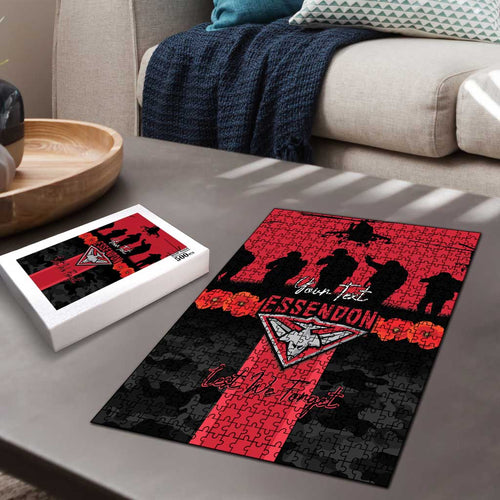 Personalised Essendon Football ANZAC Day Puzzle Bombers Poppy Lest We Forget