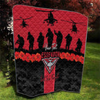 Personalised Essendon Football ANZAC Day Quilt Bombers Poppy Lest We Forget
