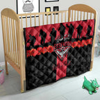 Personalised Essendon Football ANZAC Day Quilt Bombers Poppy Lest We Forget