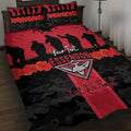 Personalised Essendon Football ANZAC Day Quilt Bed Set Bombers Poppy Lest We Forget