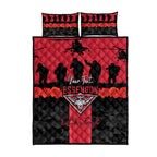 Personalised Essendon Football ANZAC Day Quilt Bed Set Bombers Poppy Lest We Forget