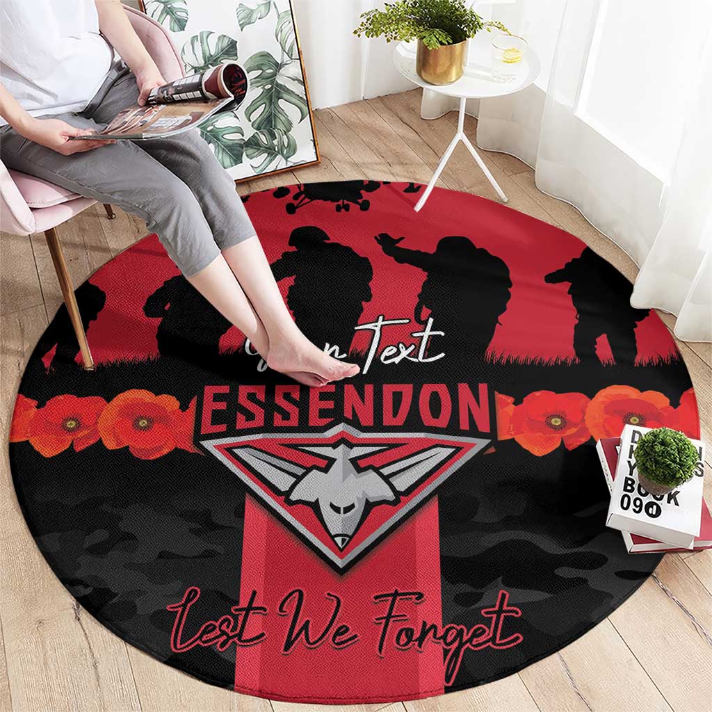 Personalised Essendon Football ANZAC Day Round Carpet Bombers Poppy Lest We Forget